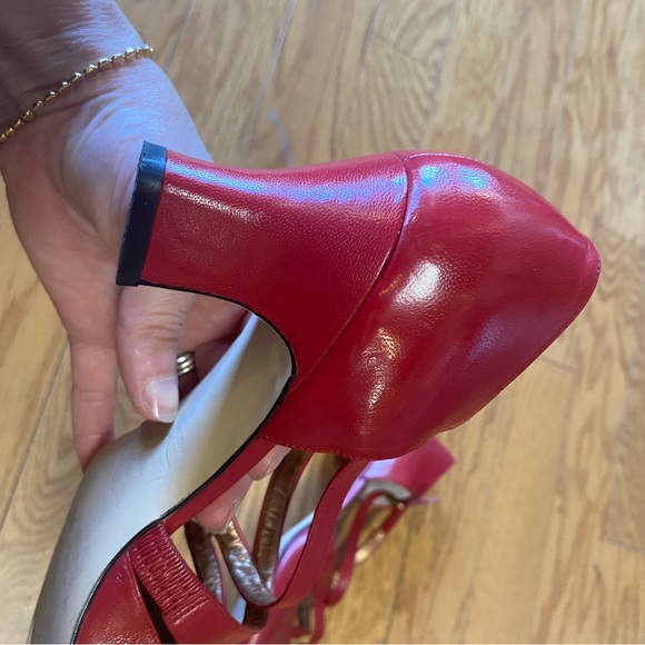 Vintage Ros Hommerson Red Leather Heels Size 9 - Picture 7 of 11